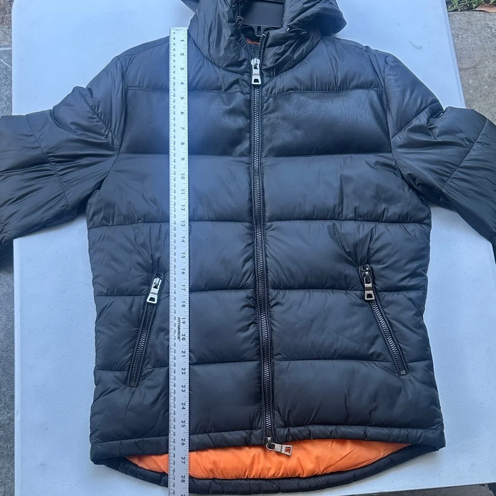 GUESS BY Marciano Black Puffer Jacket with Orange Lining